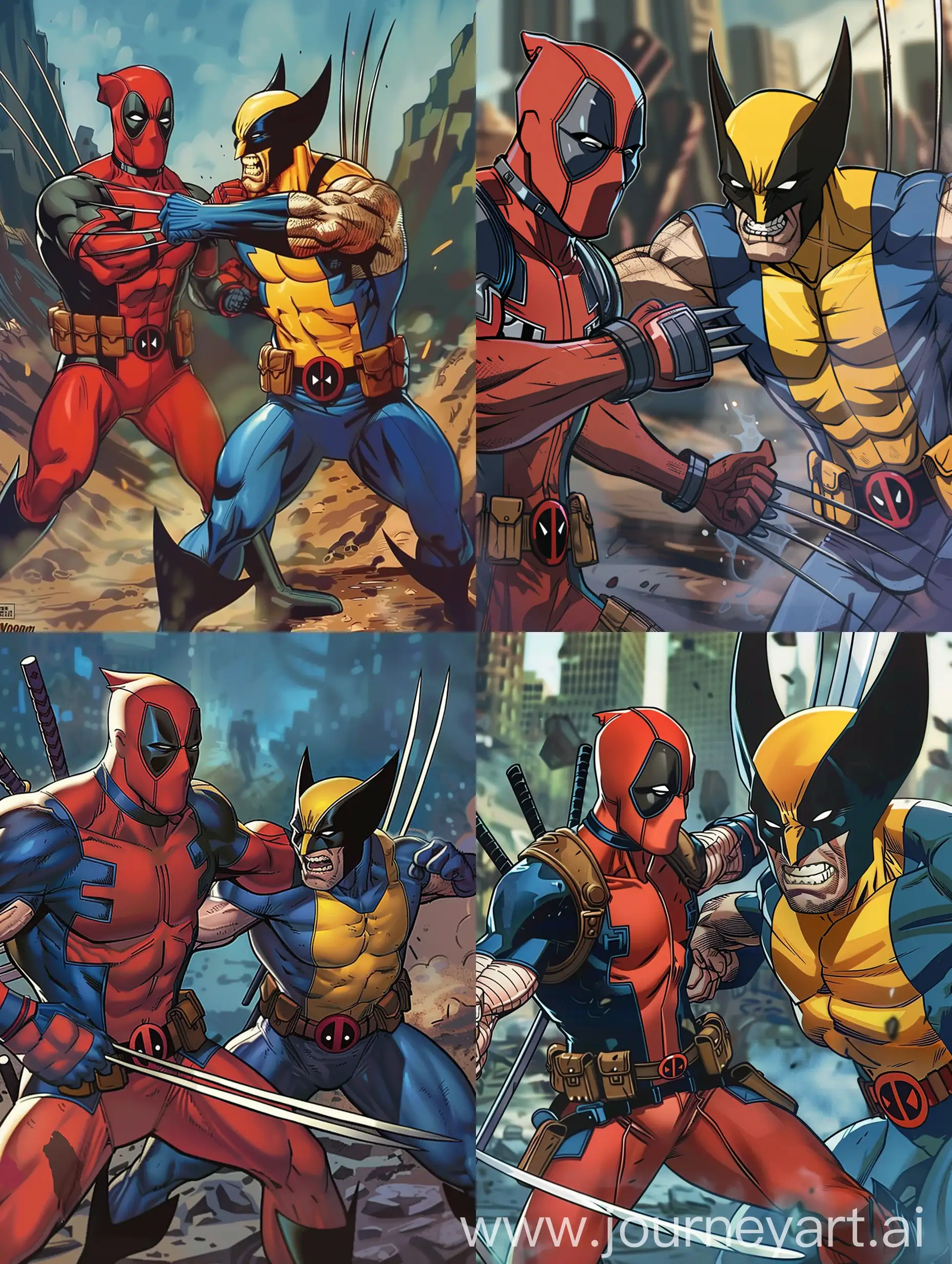 Epic-Battle-Between-Deadpool-and-Wolverine-in-1997-Cartoon-Style