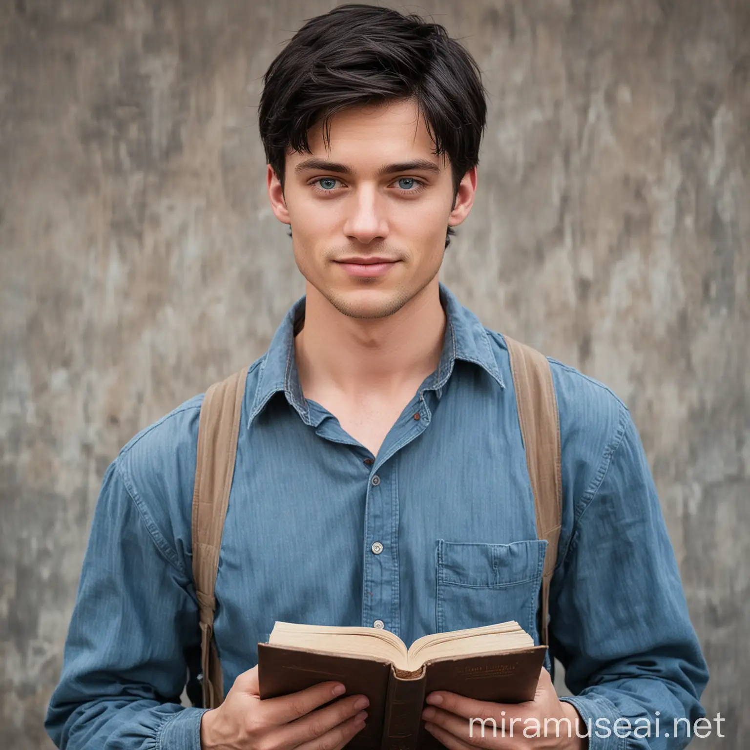 Southern Law Student Reading Book in Shabby Attire