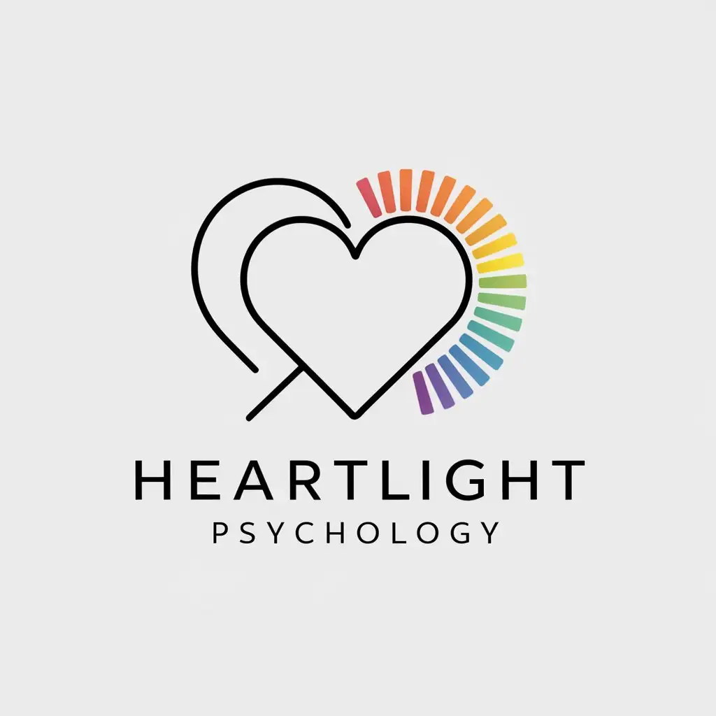 a logo design,with the text "heartlight spectrum", main symbol:heart, rainbow, spectrum,Minimalistic,be used in psychology industry,clear background