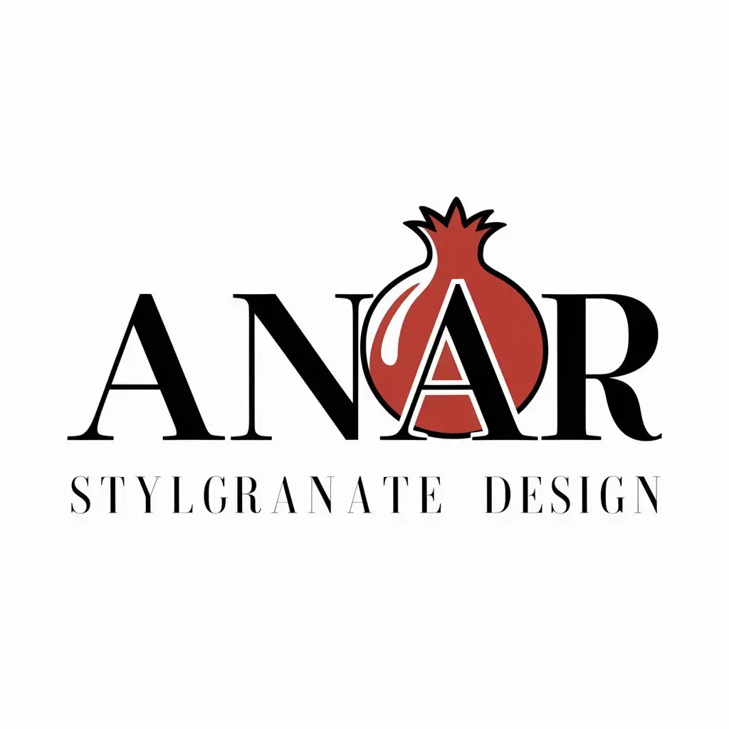a logo design,with the text "ANAR", main symbol:pomegranate,Moderate,clear background