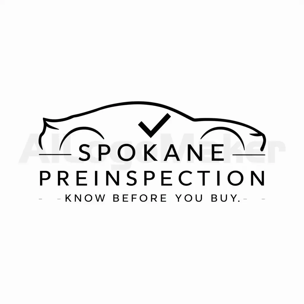 a logo design,with the text "Spokane Preinspection, Know Before You Buy", main symbol:Car, checkmark,Minimalistic,be used in Automotive industry,clear background