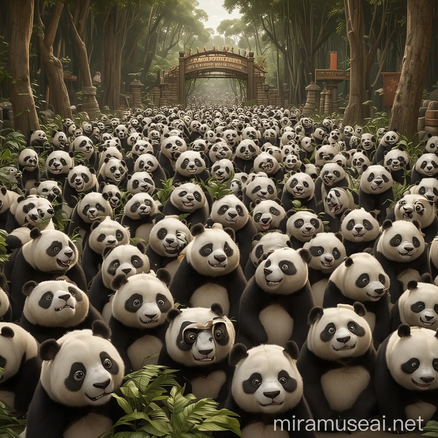 Vibrant PixarStyle Zoo 200 Playful Pandas