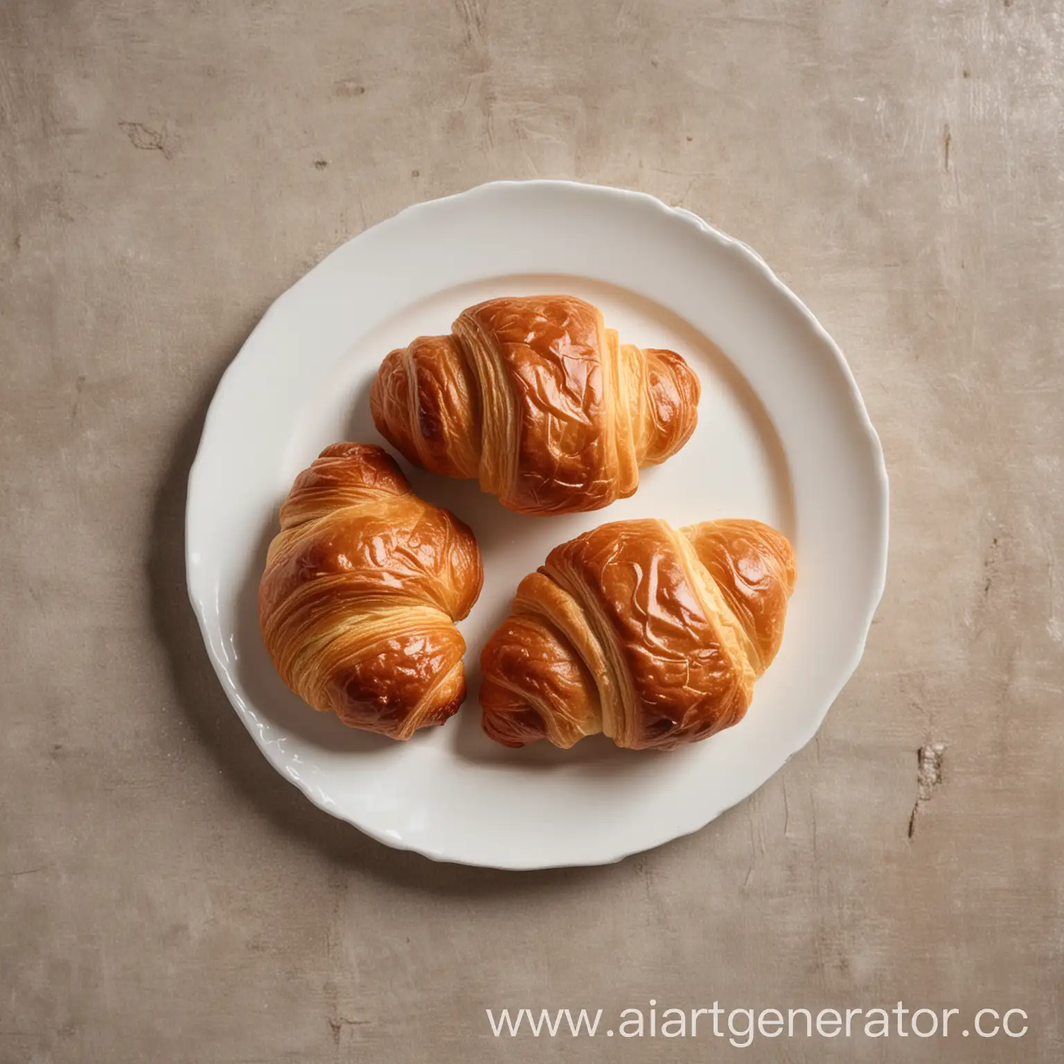 Fashionable-Croissants-on-White-Plate-Stylish-Pastries-Overhead-View