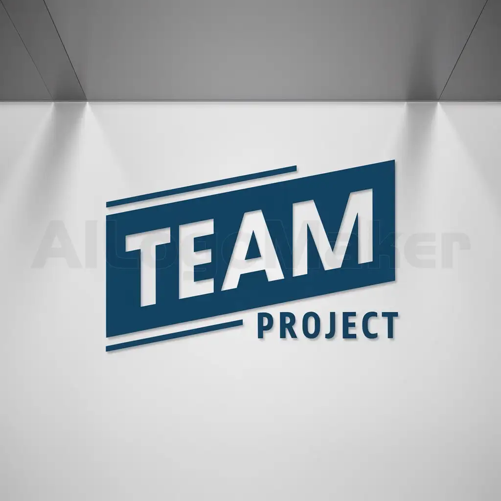 a logo design,with the text "TeamProject", main symbol:Text, part of text in blue rectangle with slope. Gray strip at the top,Minimalistic,be used in Education industry,clear background