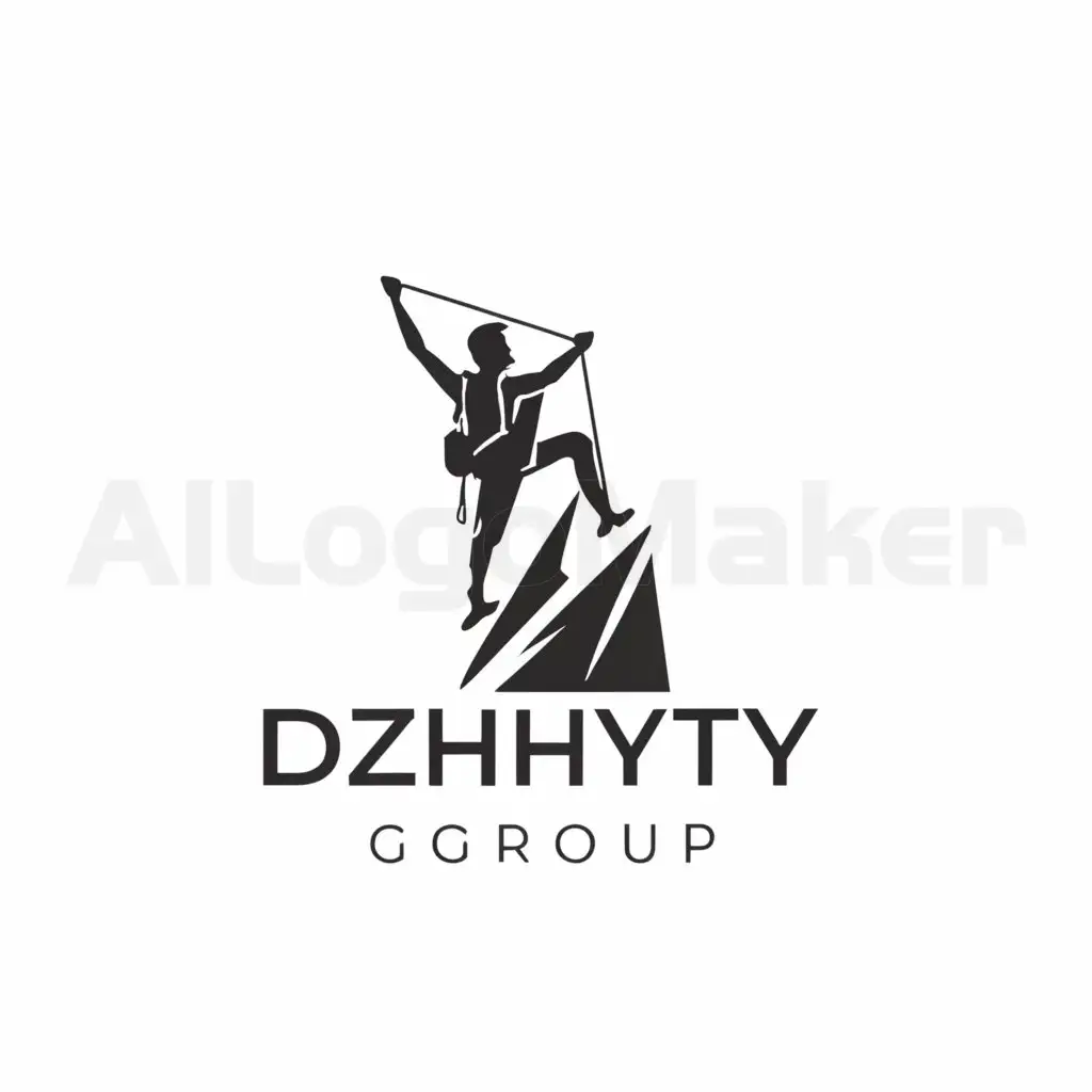 LOGO-Design-For-Dzhyty-Group-Bold-Text-with-Mountaineer-Symbol-for-Sports-Fitness-Brand