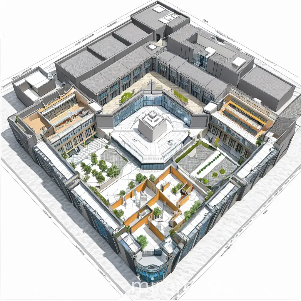 Plot Area: 3000 m²
Museum Area: 1200 m² (spread over three floors)
Bazaar Area: 250 m²
Parking Area: 100 m²
Remaining Area: 1450 m² (for reception, offices, landscape, etc.)

Museum Layout:
- Basement: Garage and storage rooms
- Ground Floor: Panorama halls, wax statue display rooms, control rooms
- First Floor: Additional display rooms and administrative areas
- Second Floor: More display rooms or potential expansion space

Bazaar Layout:
- Adjacent to the museum, possibly with direct access for visitors

Remaining Area:
- Reception offices, administrative offices, manager's office
- Landscaped areas for aesthetic and recreational purposes
- 6 bathrooms strategically located for accessibility
-