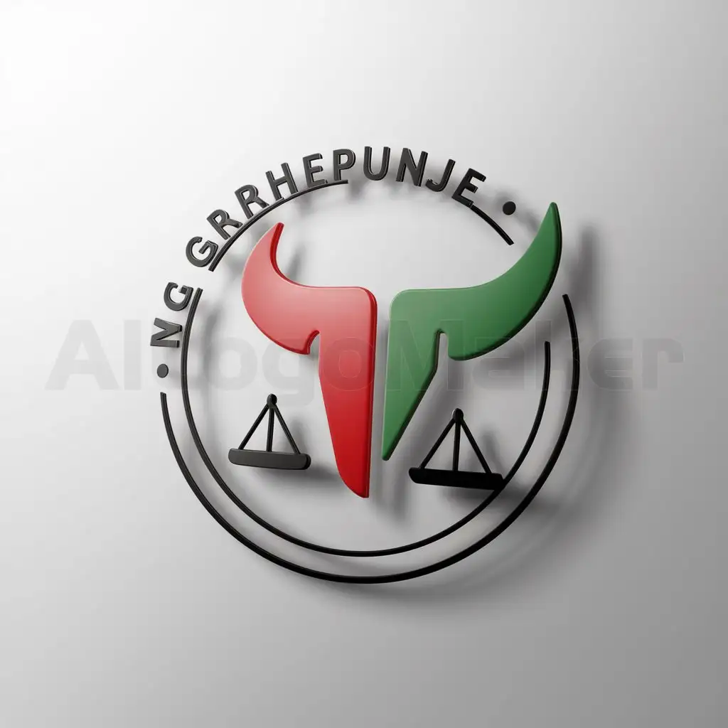 LOGO-Design-for-MG-Girhepunje-Red-and-Green-Bull-Horn-with-Uptrend-Scale-in-Circle-Illustration