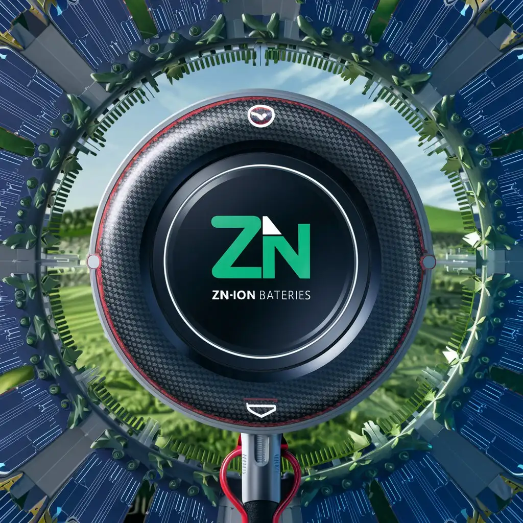 圆形，太阳能，纤维，充电，科技未来风格，Zn离子电池，清晰，视觉冲击，logo