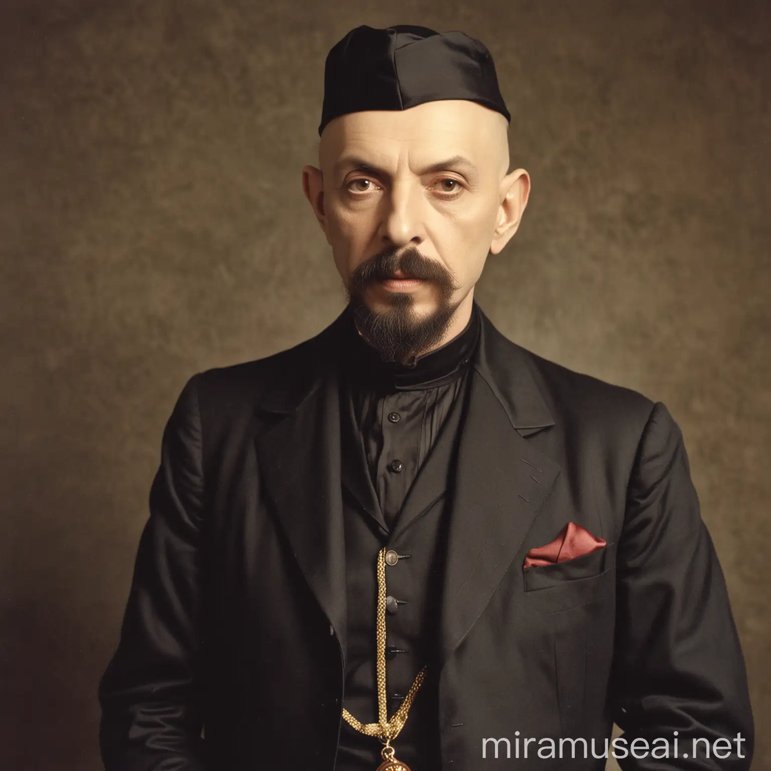 Color picture of Anton LaVey in 1920's clothes