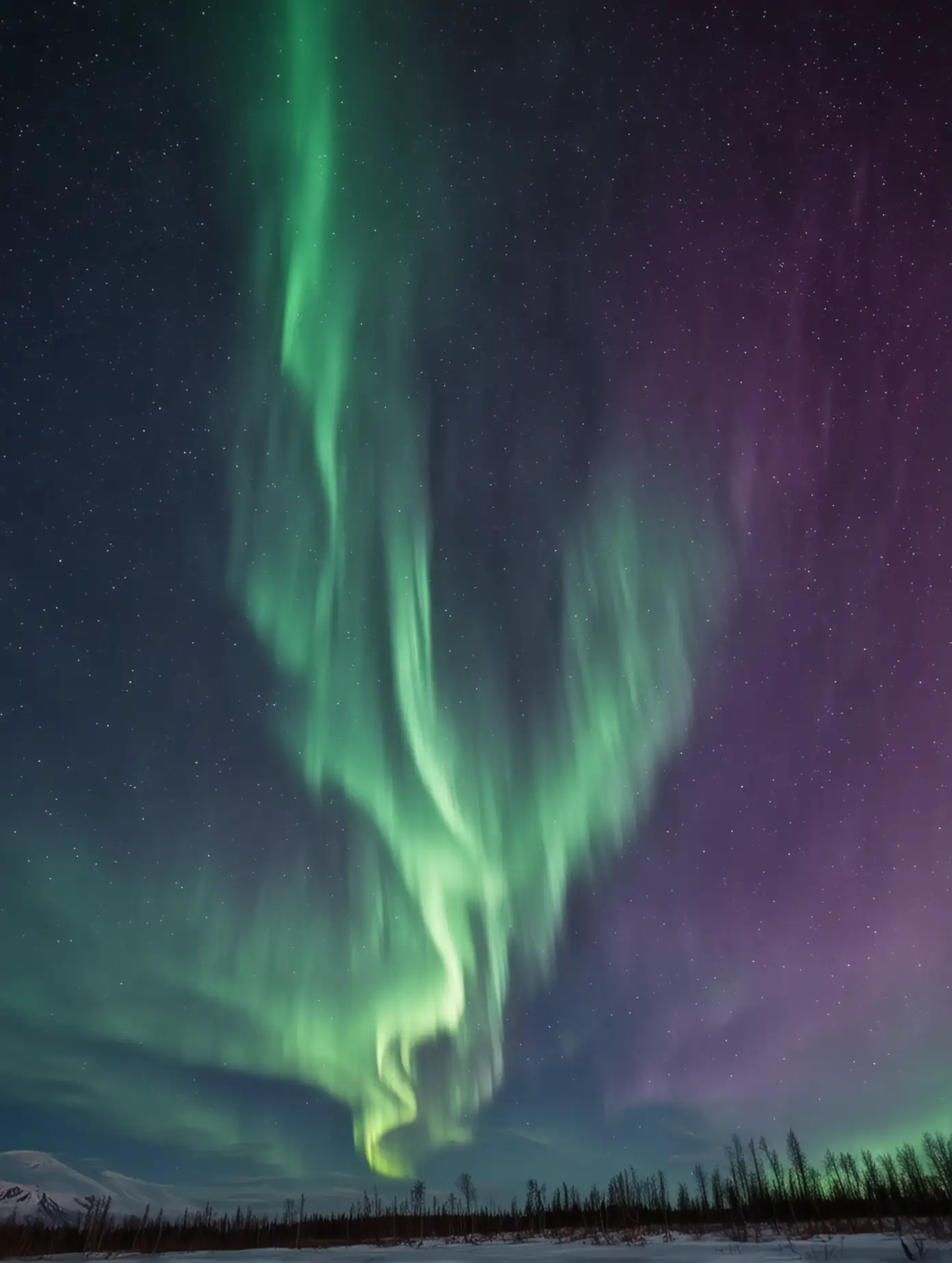 Vibrant Northern Lights in Sky with Stars Celestial Aurora Borealis Photography