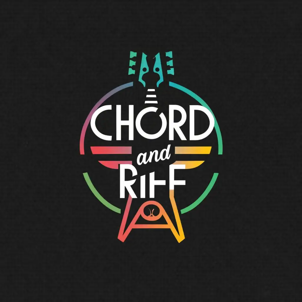 a logo design,with the text "chord and riff", main symbol:guitar,Moderate,be used in Events industry,clear background