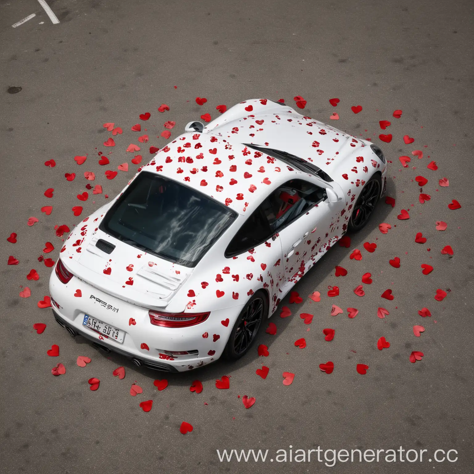 White-Porsche-911-with-Delicate-Red-Heart-Patterns