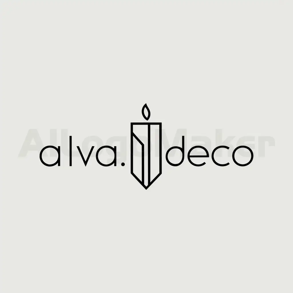 a logo design,with the text "ALVA.DECO", main symbol:candle,Minimalistic,clear background