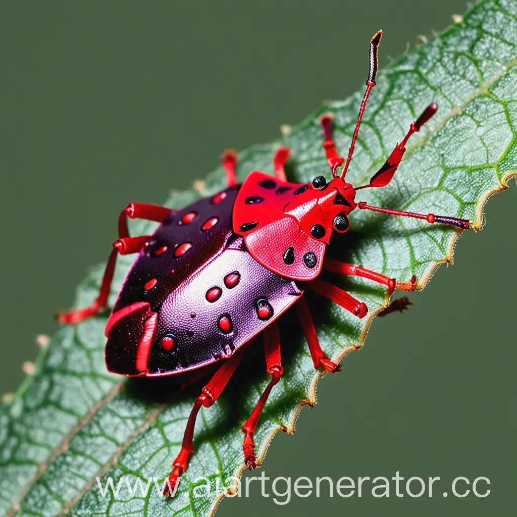 Closeup-of-a-Cherry-Stinkbug-in-a-Natural-Setting