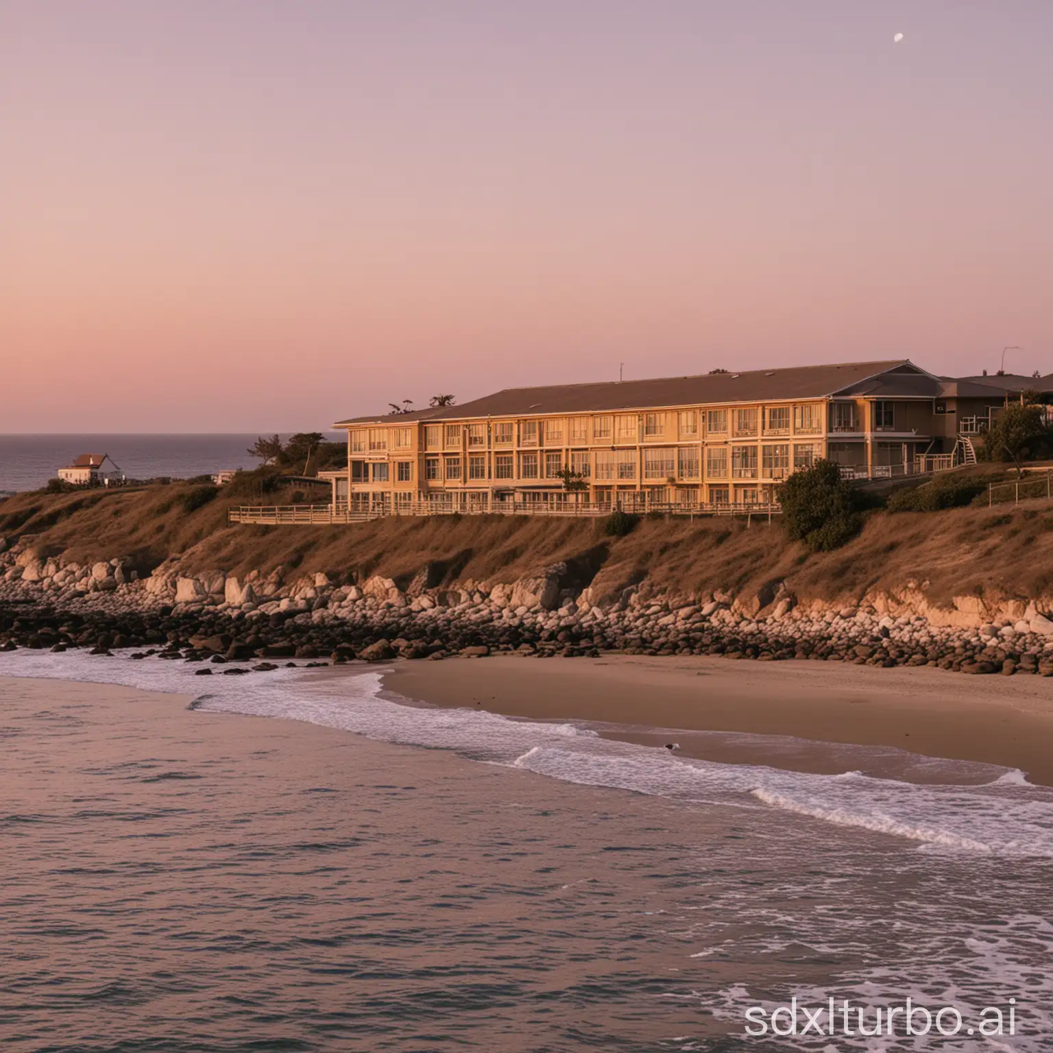 Seaside-School-at-Sunset-Tranquil-Educational-Setting-by-the-Ocean