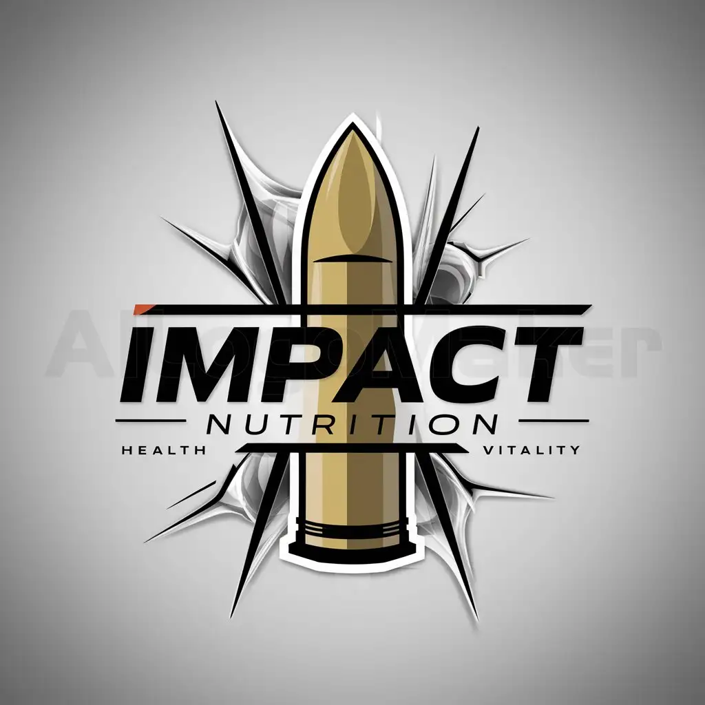 a logo design,with the text "Impact nutrition", main symbol:Military bullet,complex,clear background