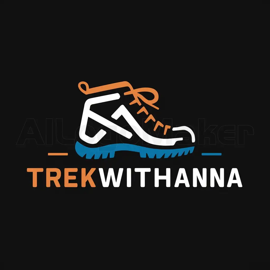 a logo design,with the text "TrekWithAnna", main symbol:Black background, orange, blue,Moderate,clear background