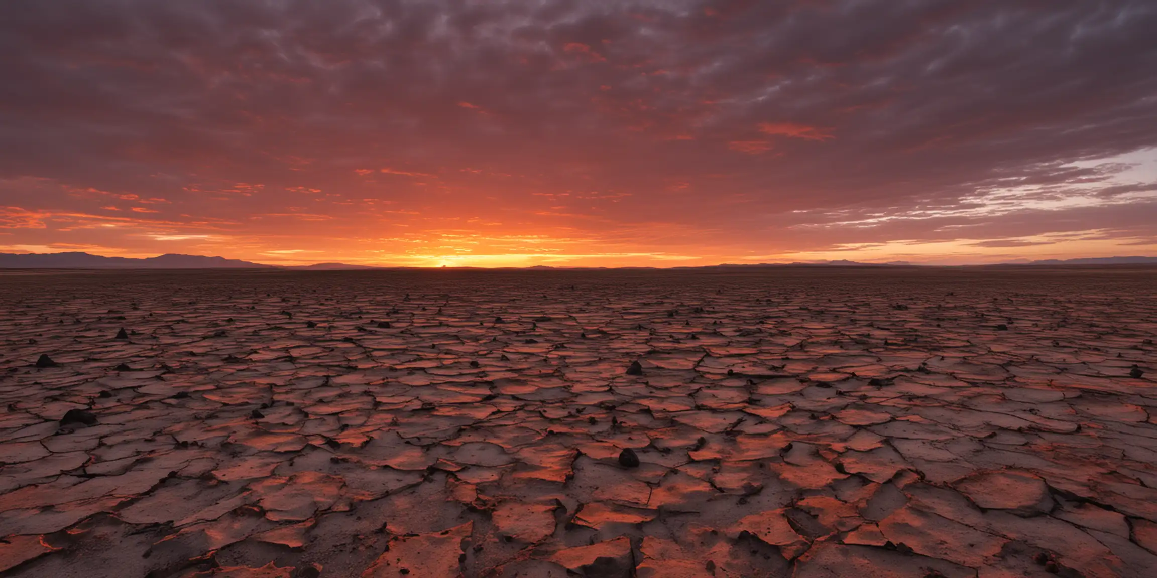 Fiery Sunset over Barren Wasteland