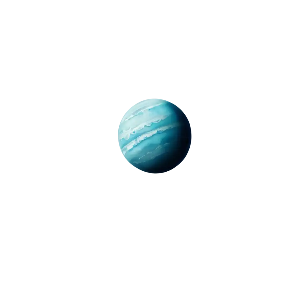 uranus planet, life-like, water color