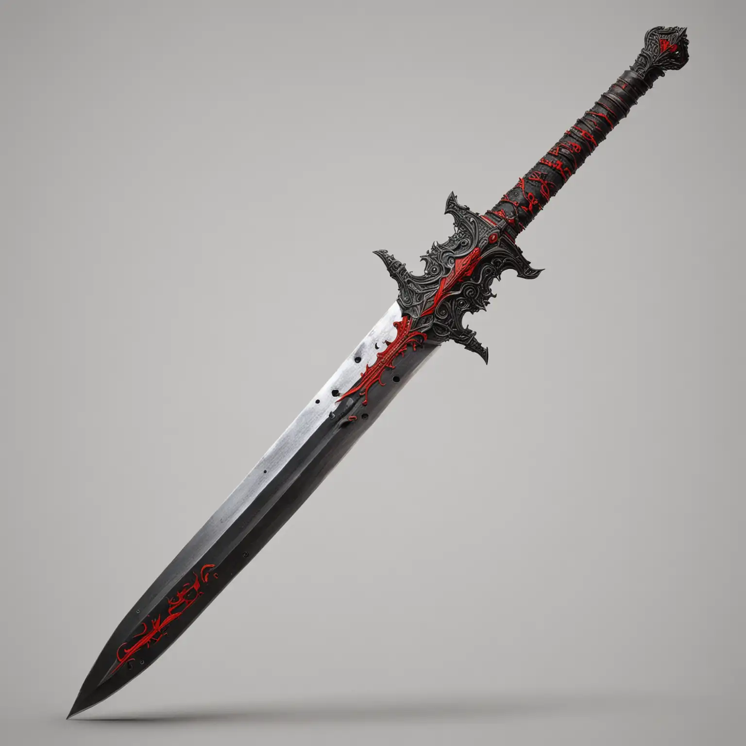 HighQuality-BlackRed-Sword-on-White-Background