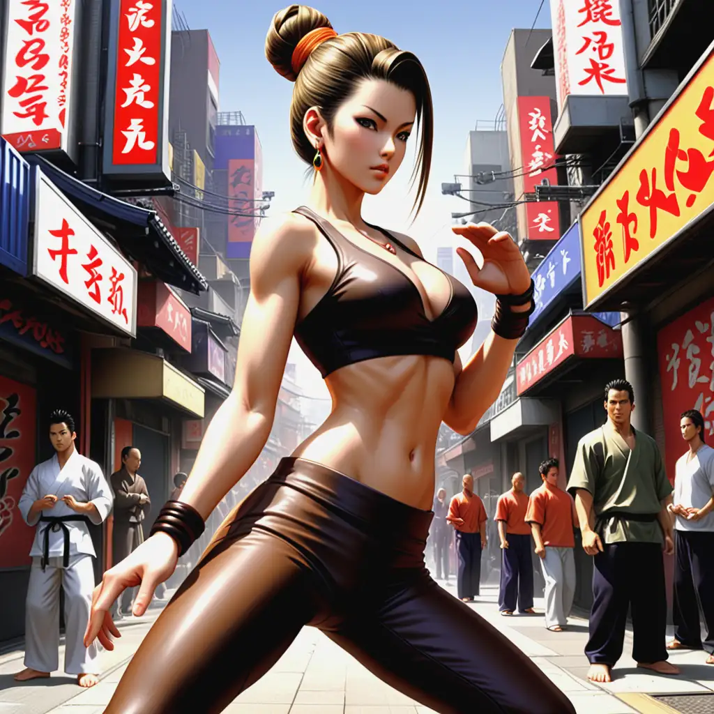 Dynamic Karate Action in a Vibrant City Setting Virtua Fighter 4 Cover Art