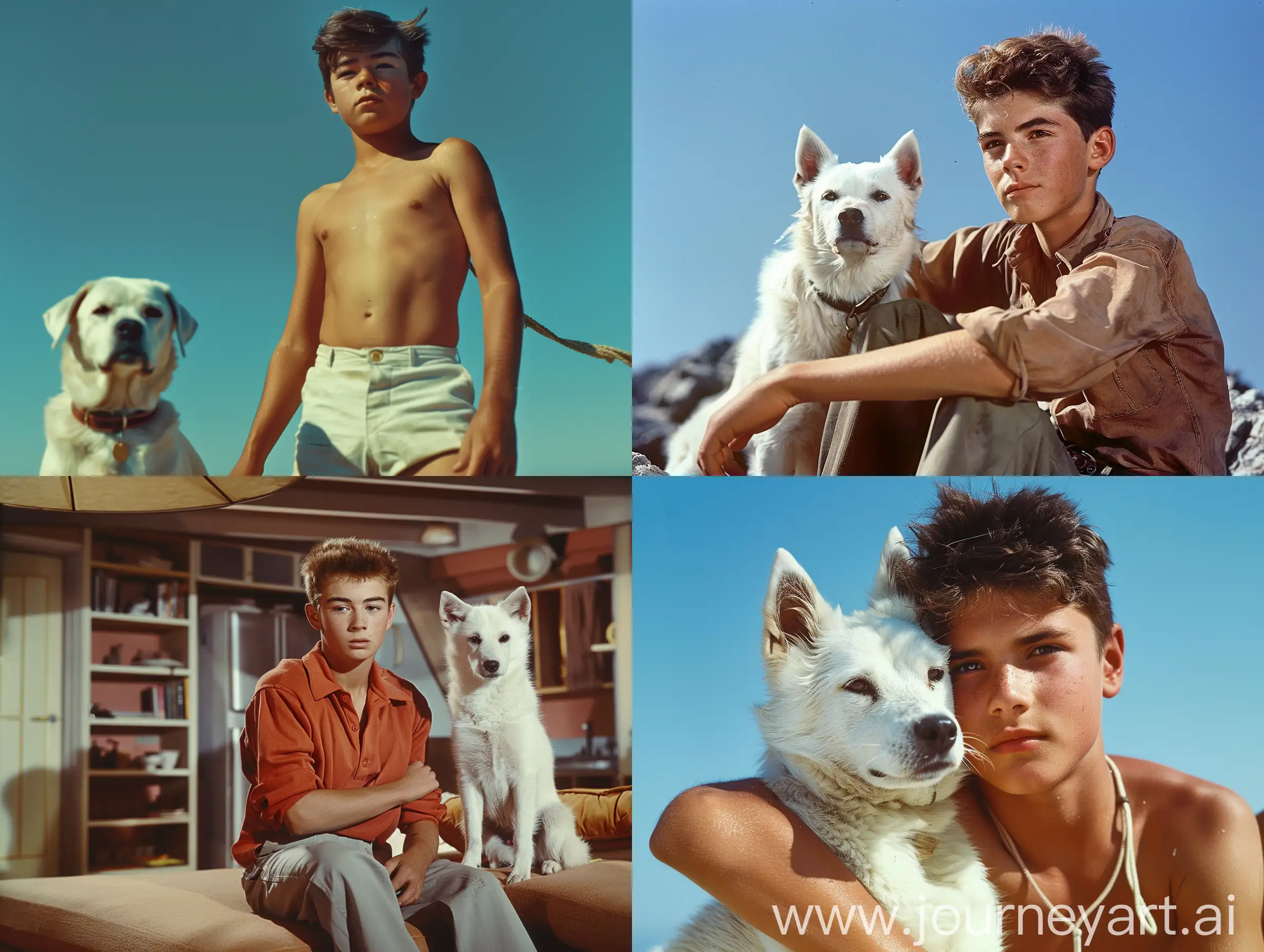 Teenage-Titan-with-White-Dog-in-Realistic-1950s-Superpanavision-Color-Image
