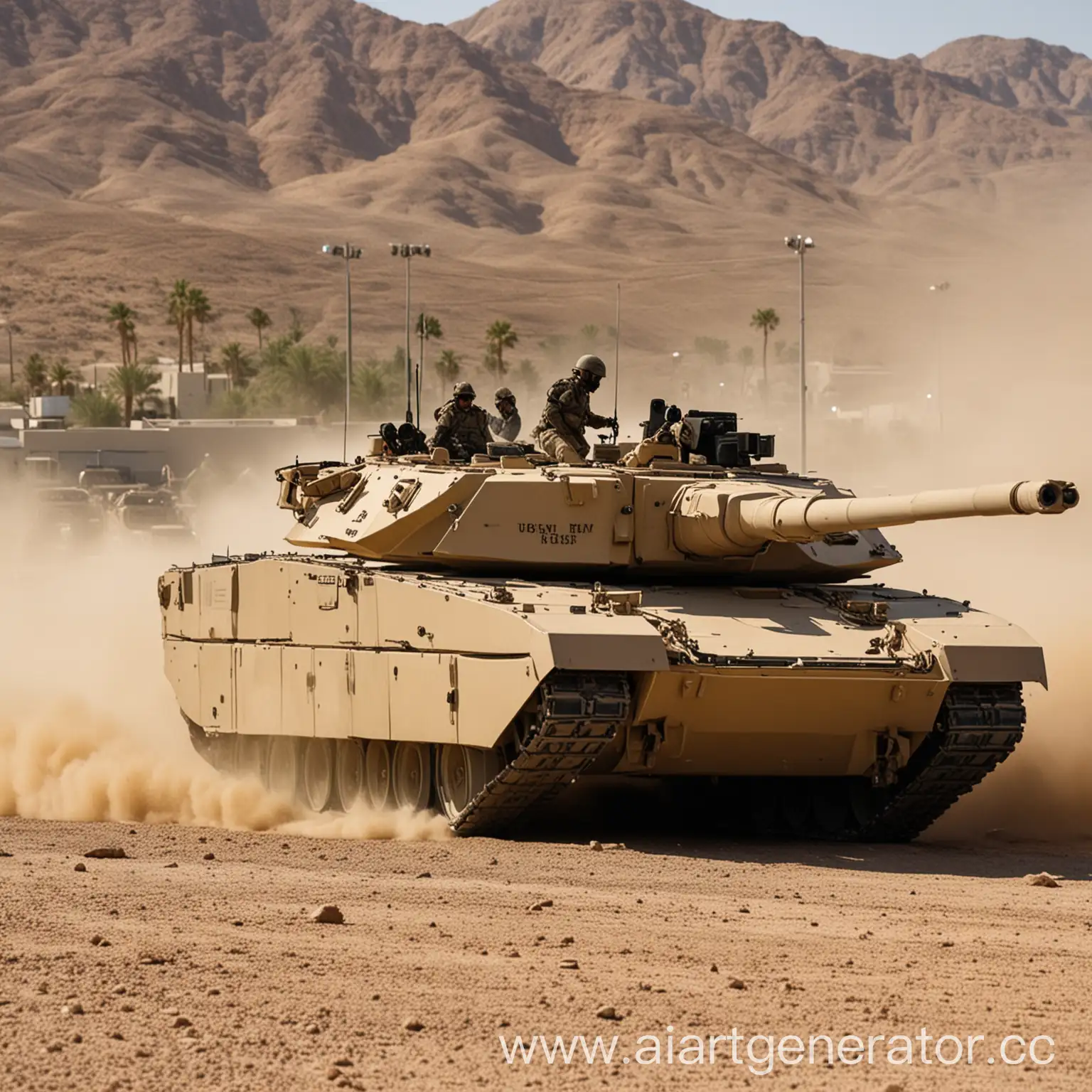 сша воюют с танком абрамс в пустынном городе