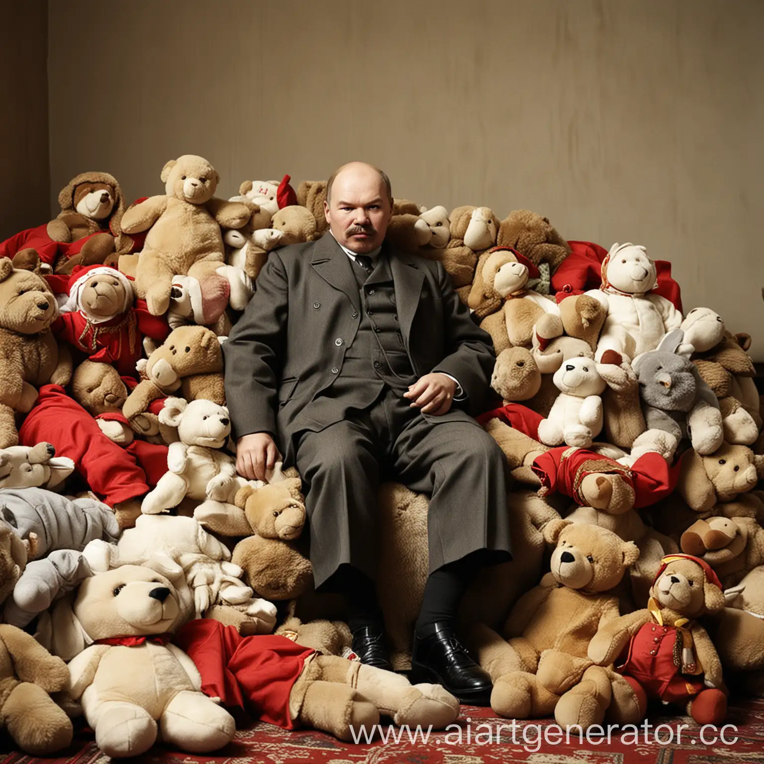 Lenin-with-Soft-Toys-Leader-of-the-World-Proletariat-in-a-Tender-Moment