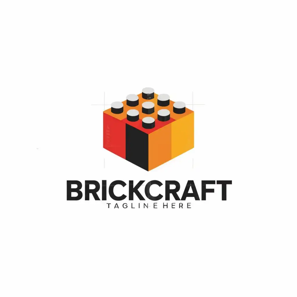 a logo design,with the text "BrickCraft ", main symbol:The main logo is a Lego brick.,Moderate,be used in Construction industry,clear background
