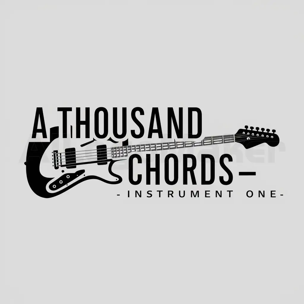 a logo design,with the text "a thousand chords - instrument one, mu-market", main symbol:electroguitar,Moderate,be used in Musical instruments industry,clear background