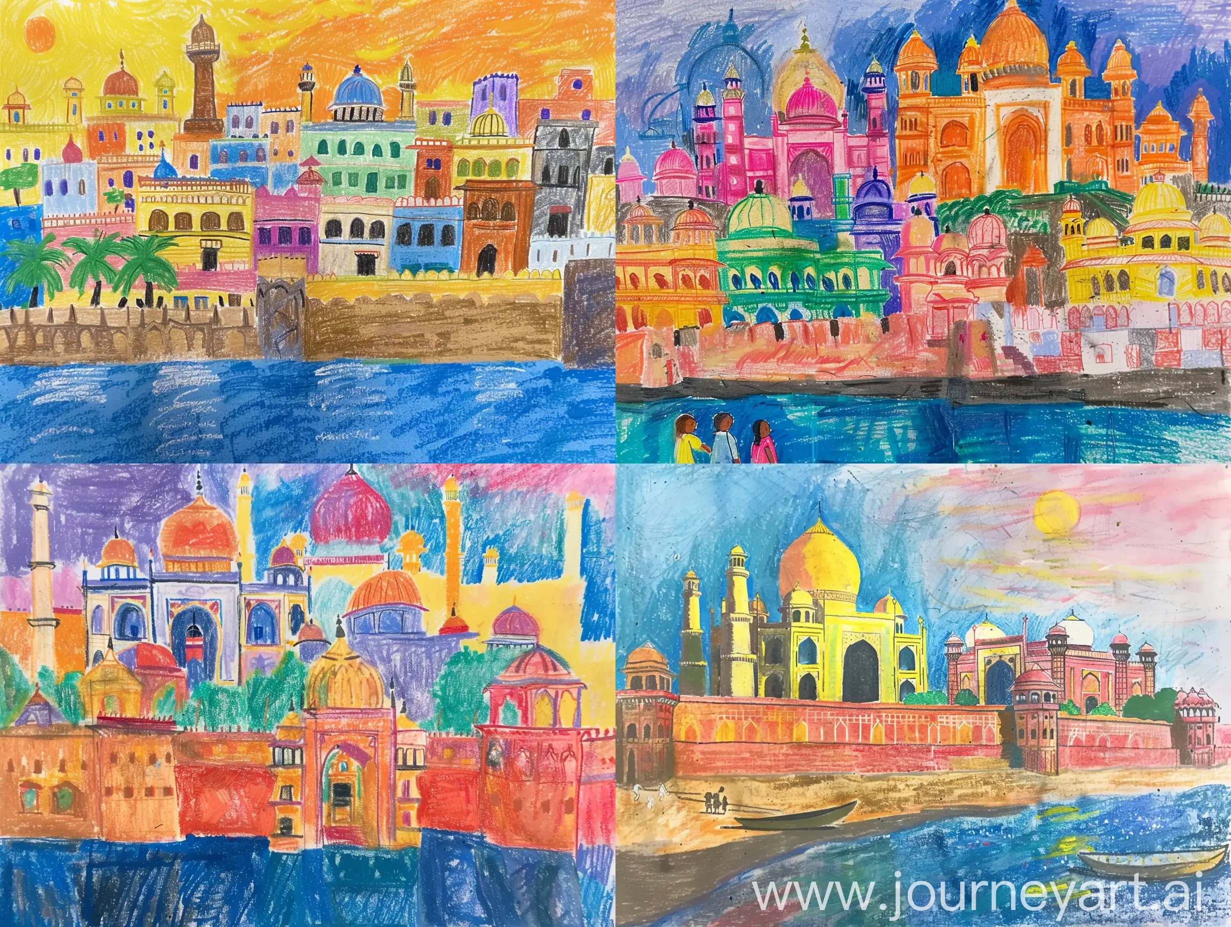Children's drawing of India in pastel