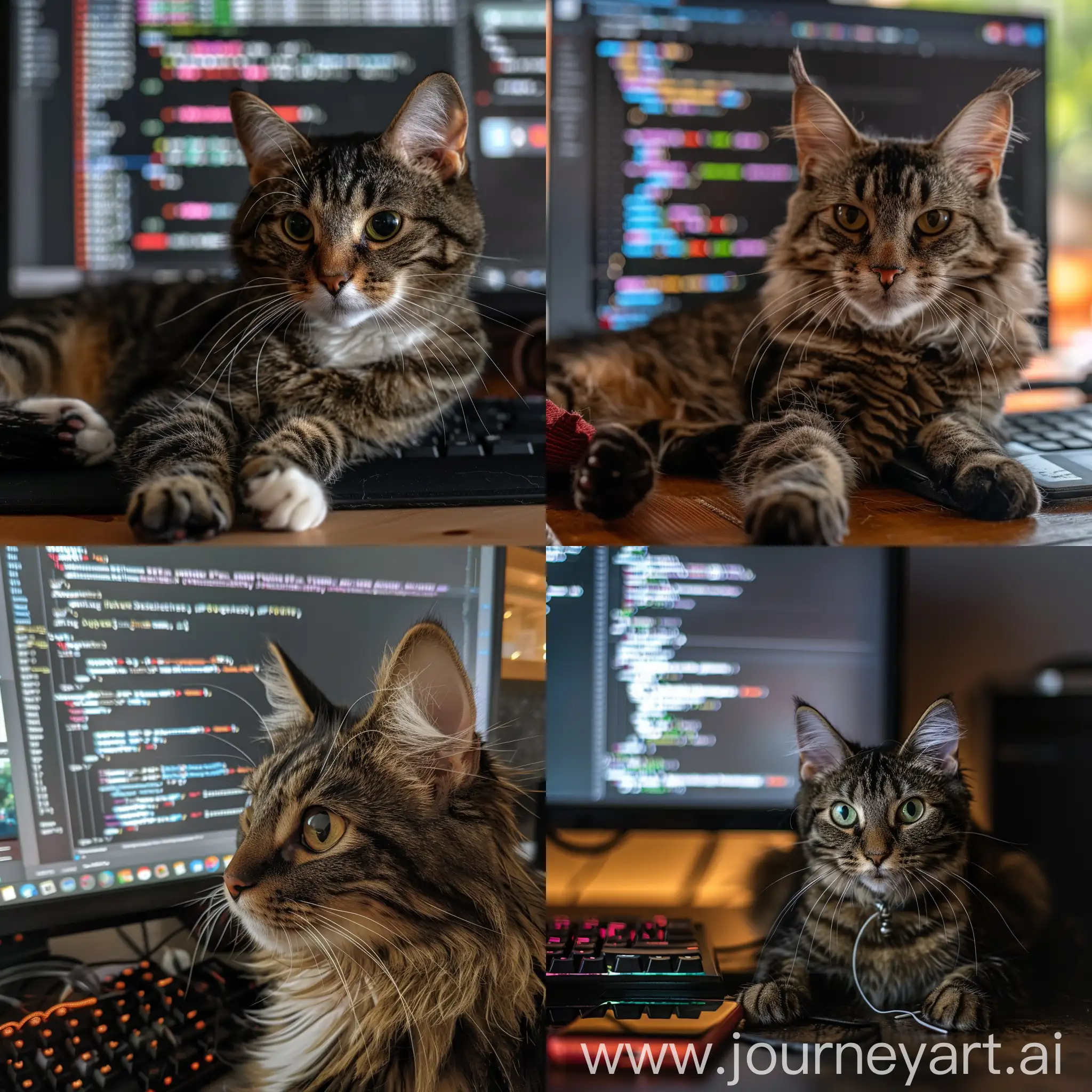 Developer-Coding-with-Cat-Companion-in-Harmonious-Environment