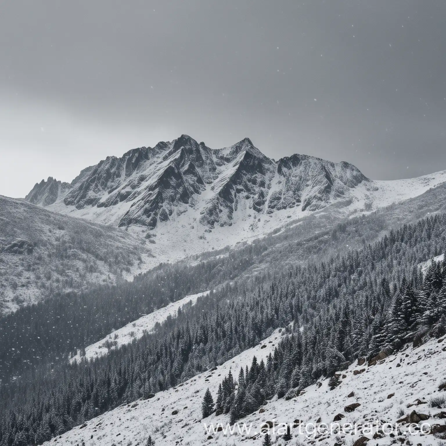 Snowy-Mountain-Landscape-Majestic-Peaks-Amidst-Falling-Snow
