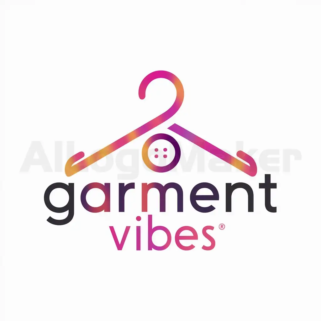 a logo design,with the text "Garment Vibes", main symbol:a hanger and a button,have pink and varient of purple colors,Moderate,be used in Clothing industry,clear background