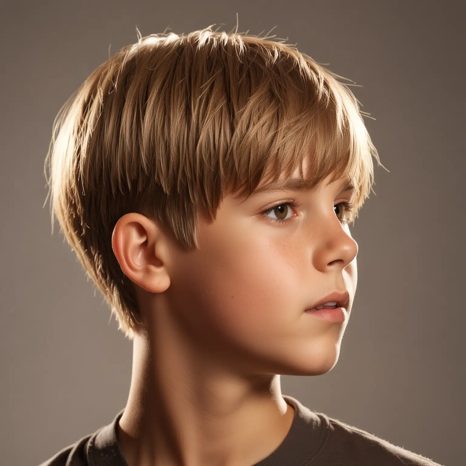 Hyper Realistic Portrait of a TwelveYearOld Boy with Shiny Hair in Sunlight