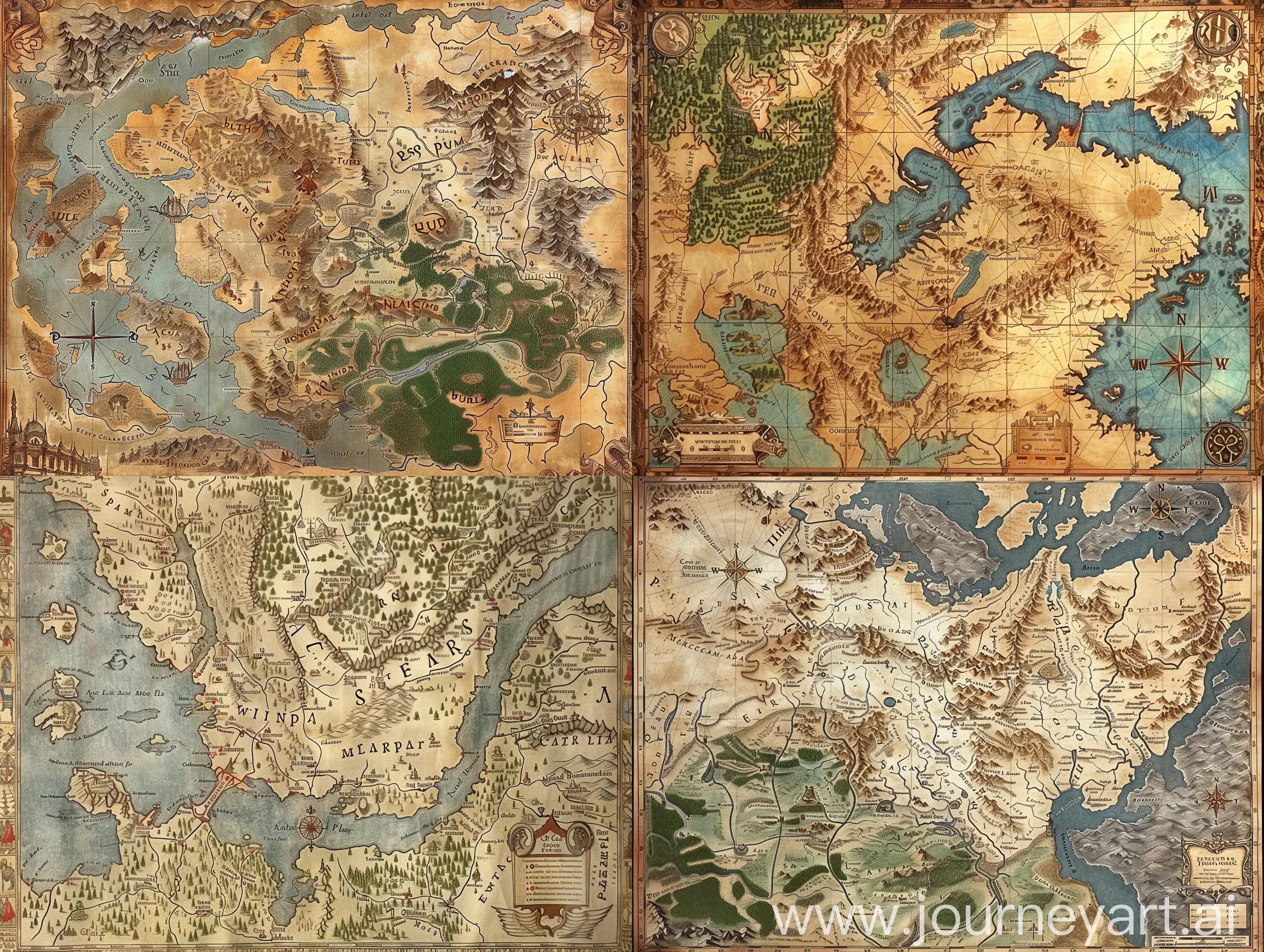 Intricately-Illustrated-Medieval-Fantasy-Map-Without-Labels