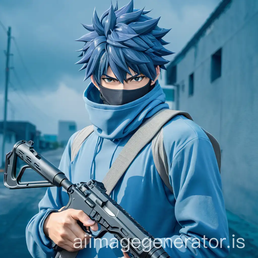 Male character holding same gun in hand like anime characters