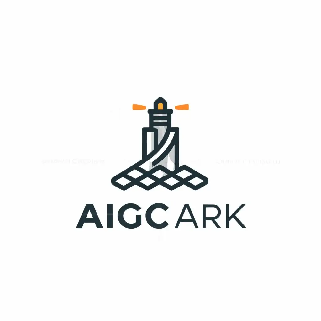 a logo design,with the text "AIGC Ark", main symbol:Sailboat/Lighthouse,Minimalistic,be used in Technology industry,clear background
