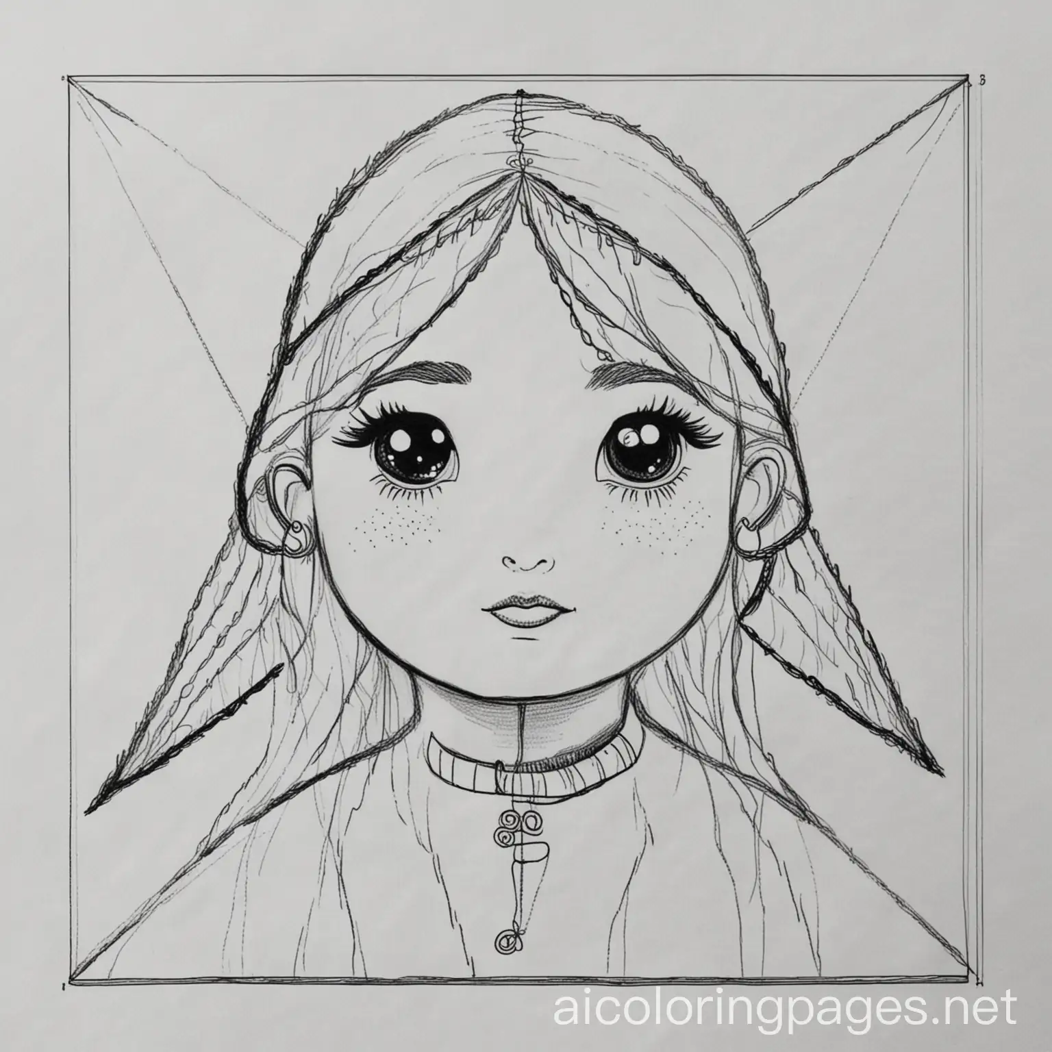 Enigmatic, Coloring Page, black and white, line art, white background, Simplicity, Ample White Space. The background of the coloring page is plain white to make it easy for young children to color within the lines. The outlines of all the subjects are easy to distinguish, making it simple for kids to color without too much difficulty