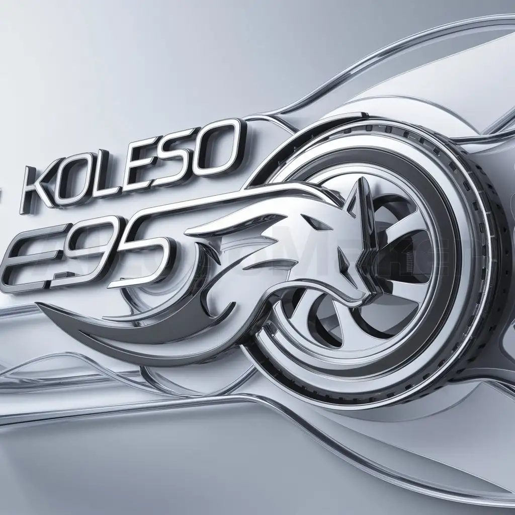 a logo design,with the text "Koleso E95", main symbol:fox, weel,complex,be used in Automotive industry,clear background