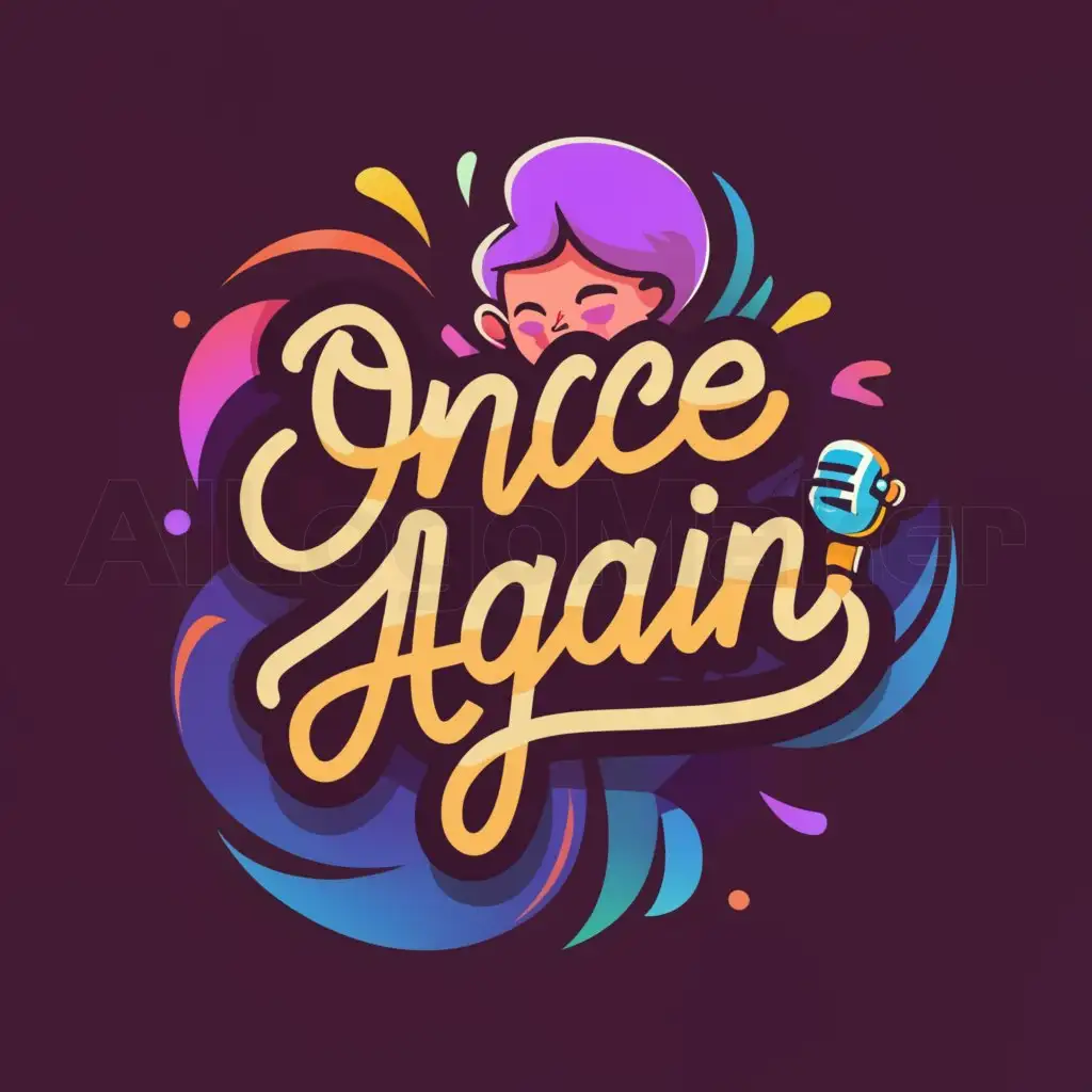 a logo design,with the text "Once again", main symbol:Entertainment , smile,Moderate,be used in Entertainment industry,clear background
