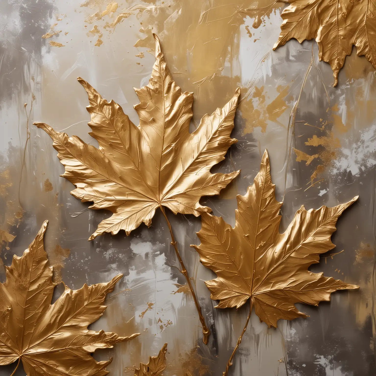 Golden Maple Leaves on Warm Milk Chocolate Background