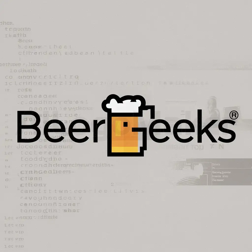 a logo design,with the text "beergeeks", main symbol:beer, software, geeks, code,Moderate,clear background