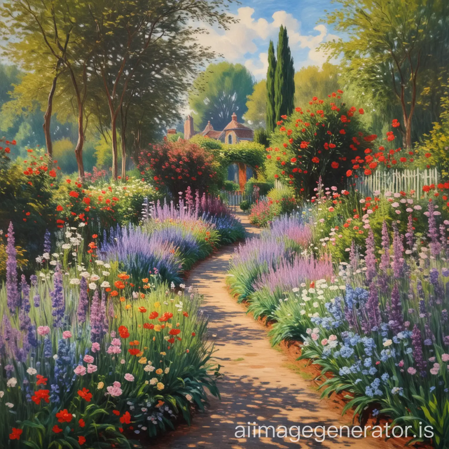 Impressionist-Painting-of-Monets-Garden-in-Vivid-Colors