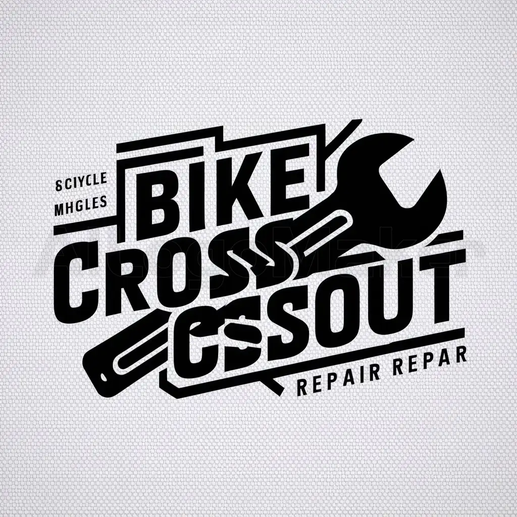 a logo design,with the text "Bike crossout", main symbol:wrench key,complex,be used in Bicycle repair industry,clear background