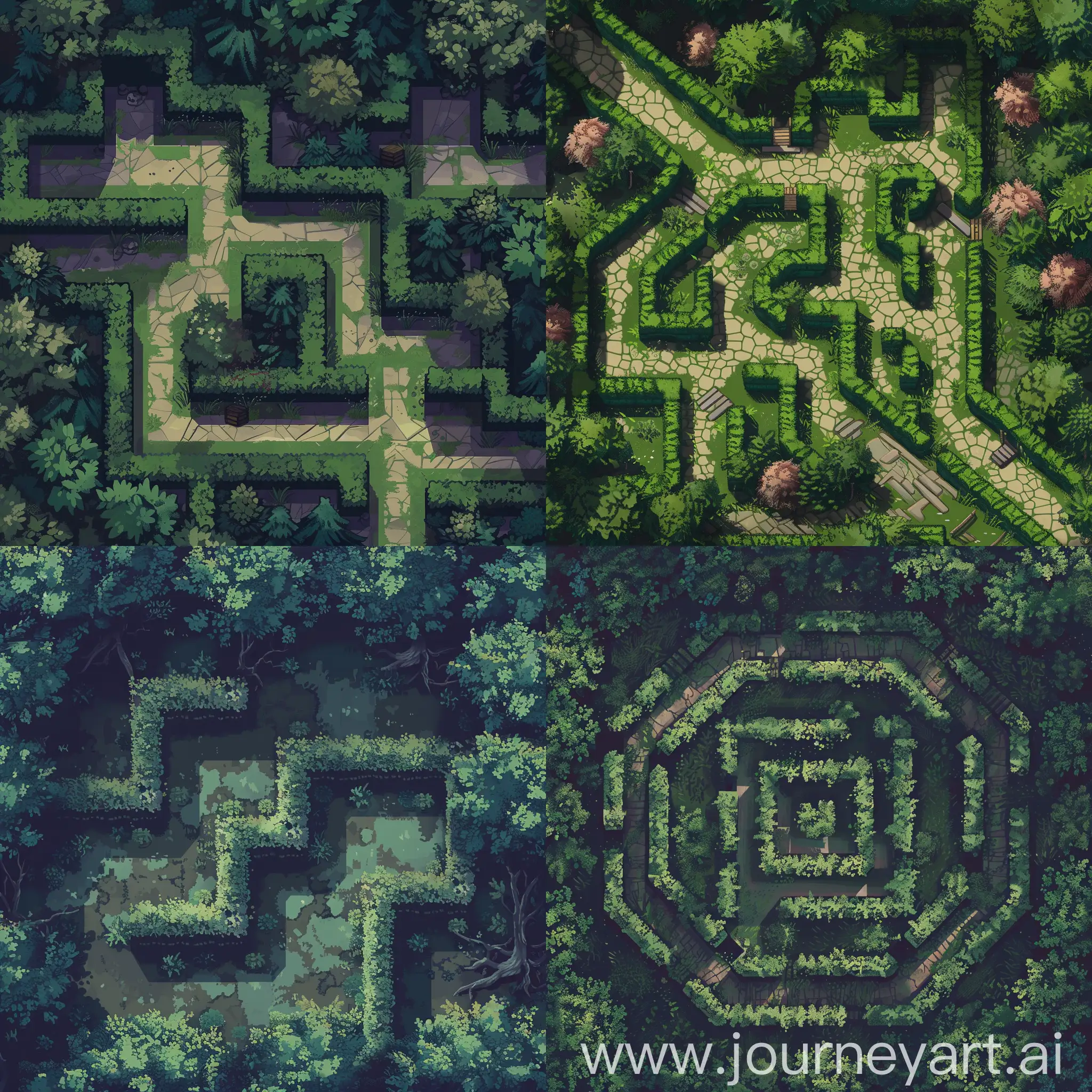 Topdown-Pixelated-RPG-Forest-Maze-Exploration-Scene
