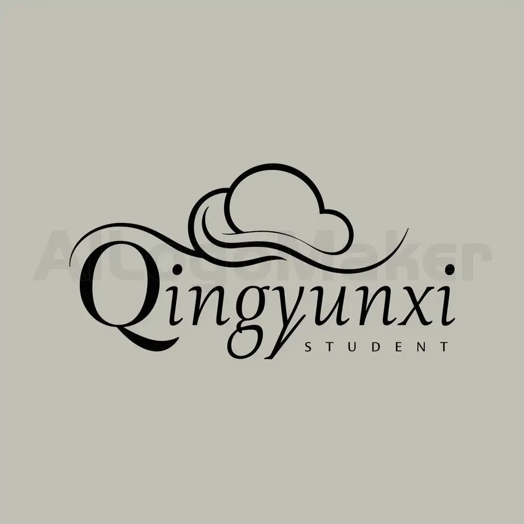 a logo design,with the text "QingYunxi", main symbol:Elements: due to the name containing ‘cloud’, cloud elements can be included in the logo,Moderate,clear background