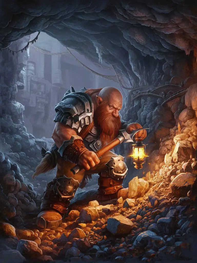 Dwarf Prospector Mining in Deep Warcraft Mines