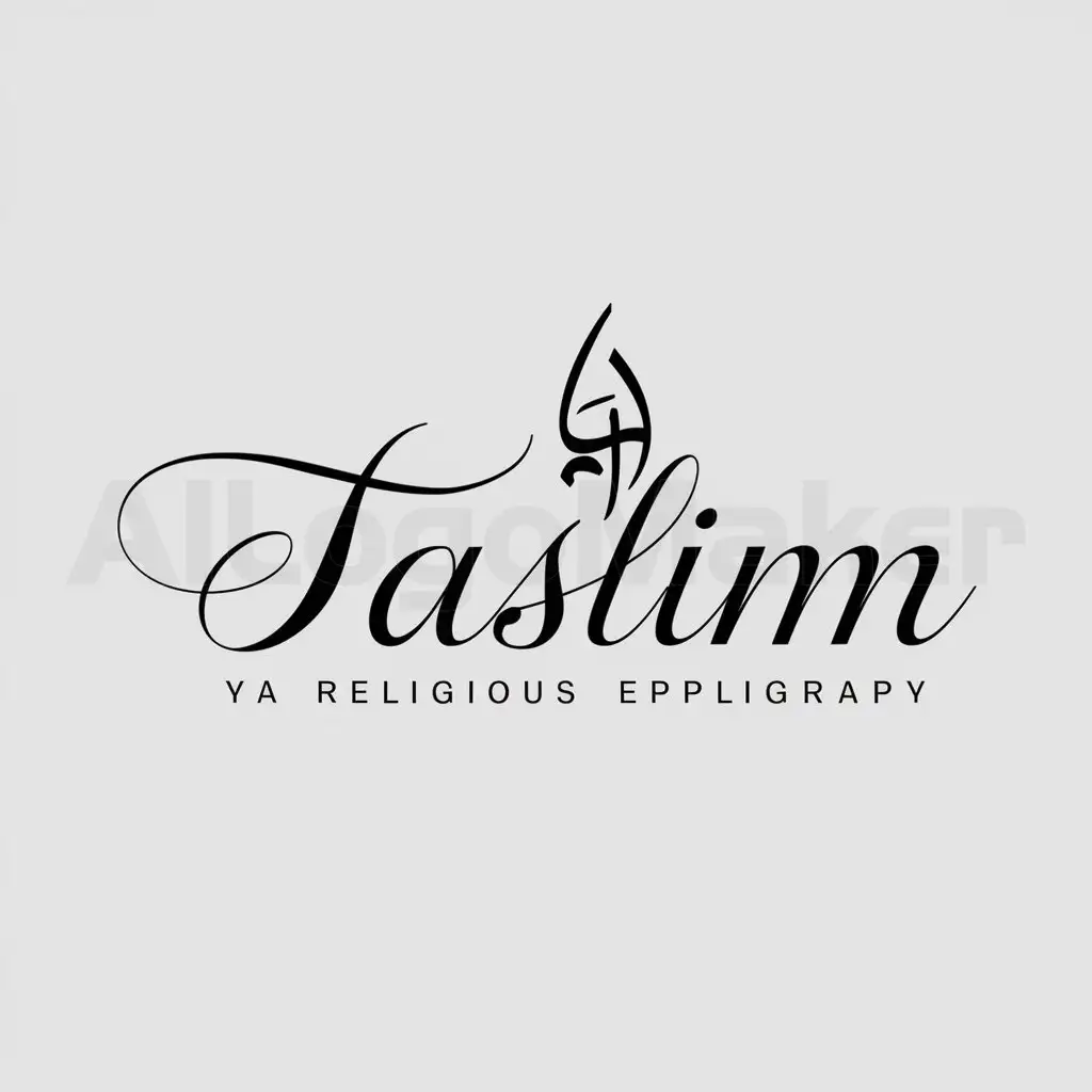 a logo design,with the text "Taslim", main symbol:Calligraphy,Minimalistic,be used in Religious industry,clear background