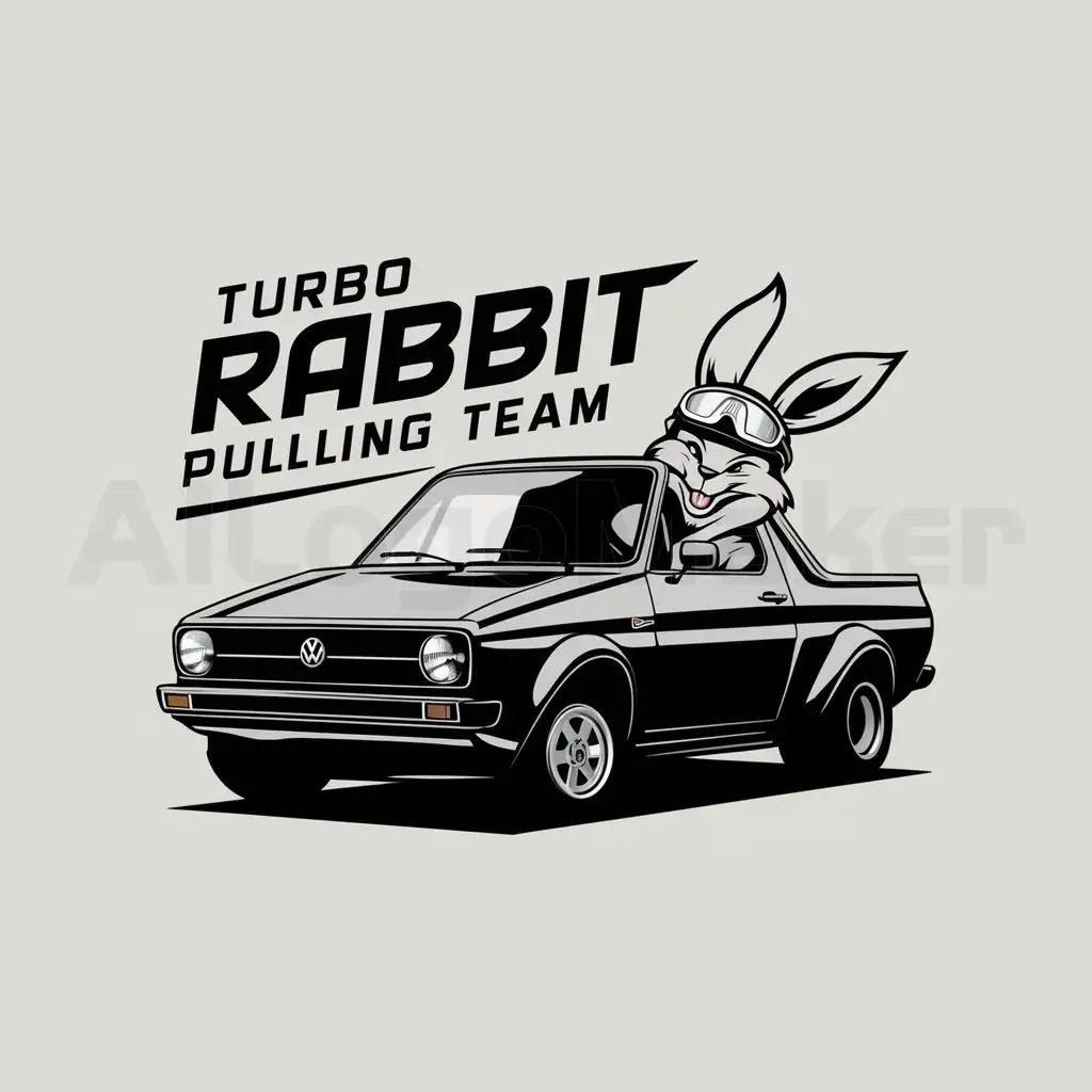 LOGO-Design-For-Turbo-Rabbit-Pulling-Team-Volkswagen-Rabbit-Pickup-with-Bunny-Emblem